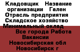 Кладовщик › Название организации ­ Гален › Отрасль предприятия ­ Складское хозяйство › Минимальный оклад ­ 20 000 - Все города Работа » Вакансии   . Новосибирская обл.,Новосибирск г.